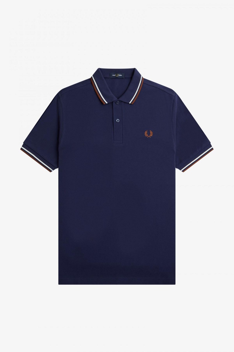 Fred Perry Shirt Fred Perry M3600 Homme Bleu Marine Marron | FRZPD99582