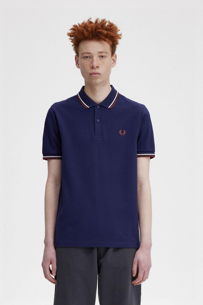 Fred Perry Shirt Fred Perry M3600 Homme Bleu Marine Marron | FRZPD99582