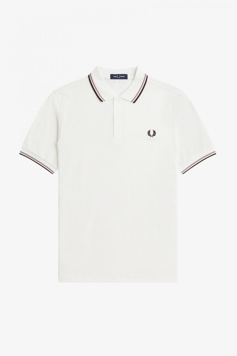 Fred Perry Shirt Fred Perry M3600 Homme Blanche Rose Foncé | FRIIZ86938