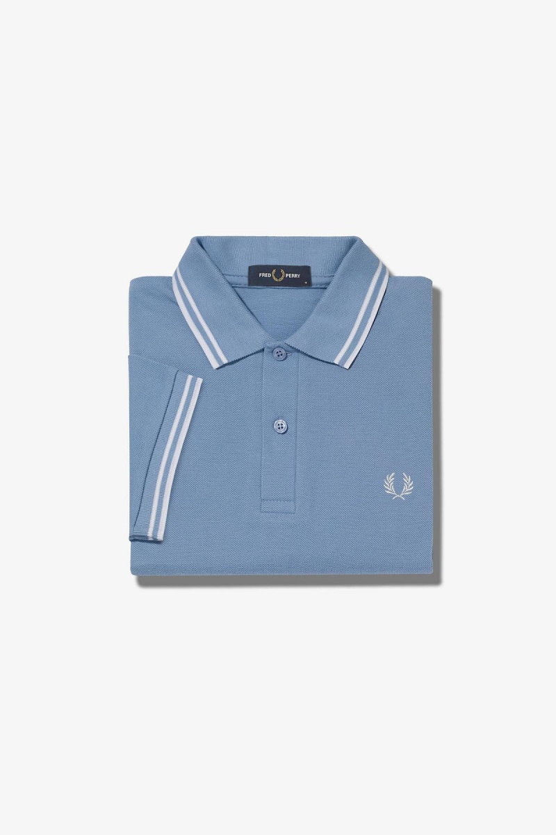 Fred Perry Shirt Fred Perry M3600 Homme Bleu Blanche Blanche | YFRGT51017