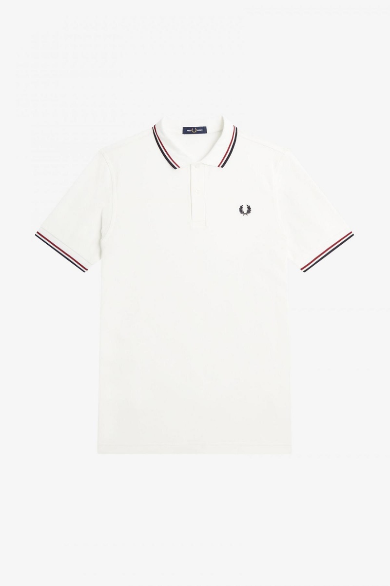 Fred Perry Shirt Fred Perry M3600 Homme Blanche Rouge Bleu Marine | PFRQX11010