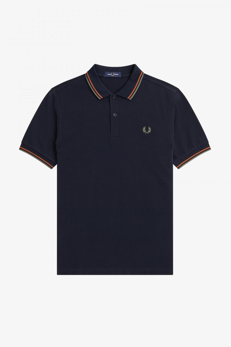 Fred Perry Shirt Fred Perry M3600 Homme Bleu Marine Vert | UFRTG27893