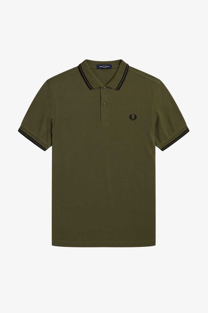 Fred Perry Shirt Fred Perry M3600 Homme Vert Noir Noir | EFRHC10955