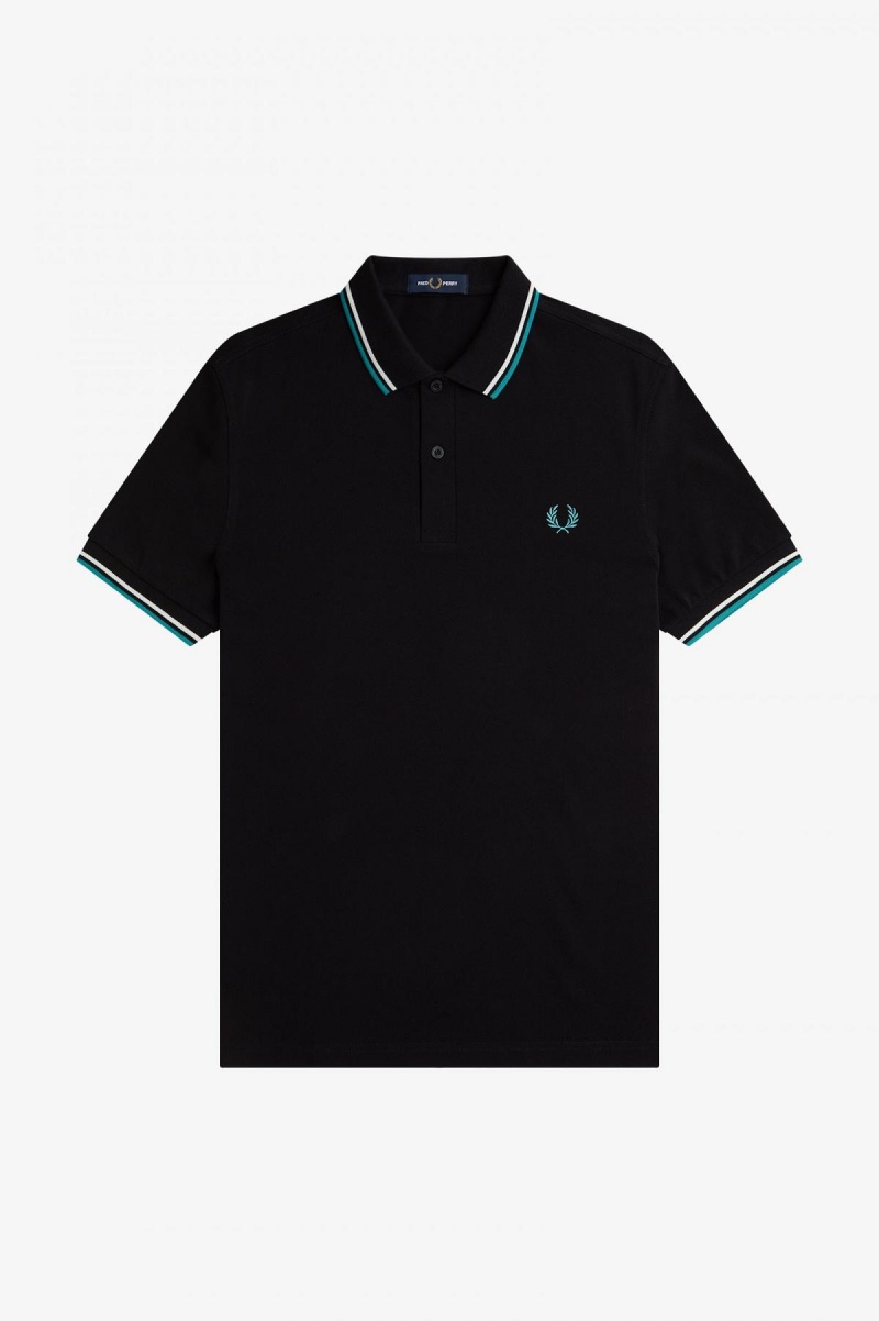 Fred Perry Shirt Fred Perry M3600 Homme Noir Menthe Foncé | TFRPQ98420