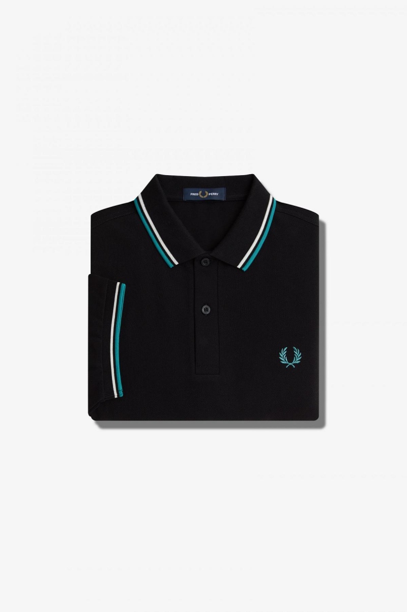 Fred Perry Shirt Fred Perry M3600 Homme Noir Menthe Foncé | TFRPQ98420