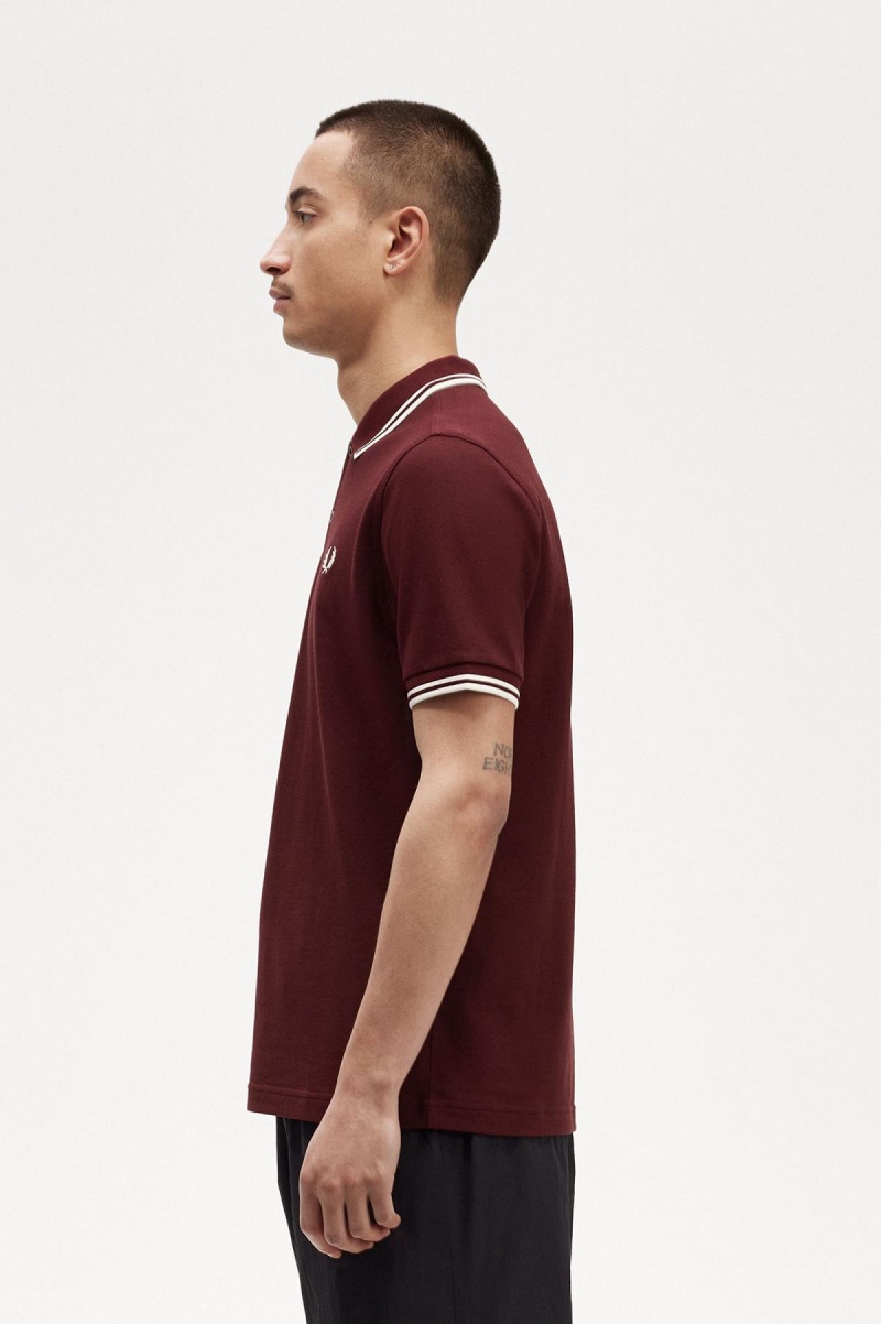 Fred Perry Shirt Fred Perry M3600 Homme Oxblood / Ecru / Ecru | FRXBR61176