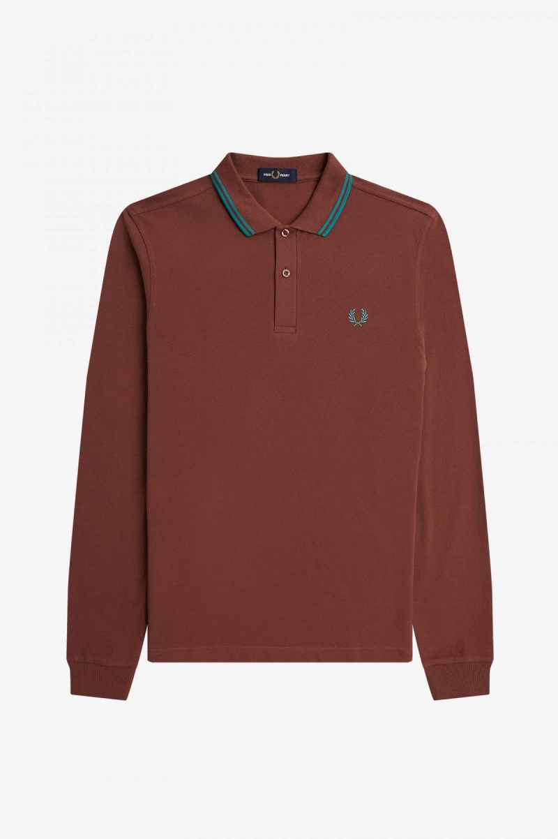 Fred Perry Shirt Fred Perry M3636 Homme Marron Menthe Foncé Menthe Foncé | PFRER10096