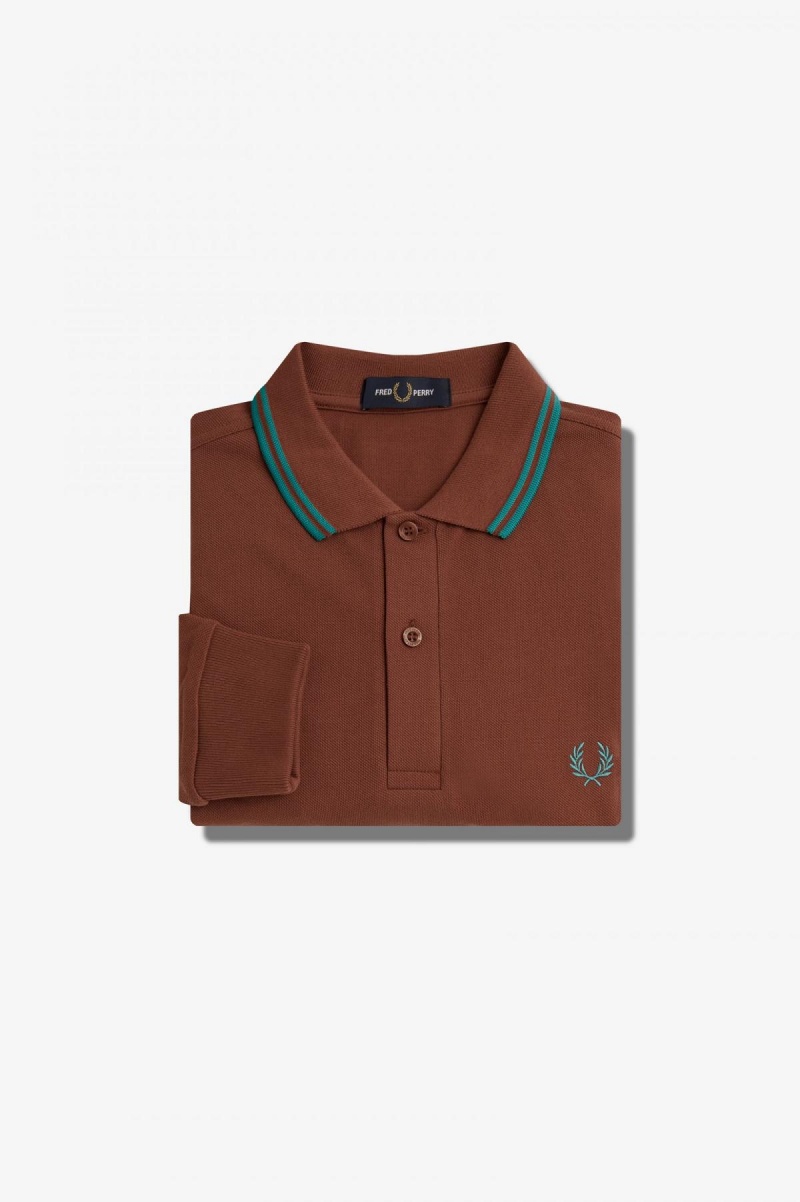 Fred Perry Shirt Fred Perry M3636 Homme Marron Menthe Foncé Menthe Foncé | PFRER10096