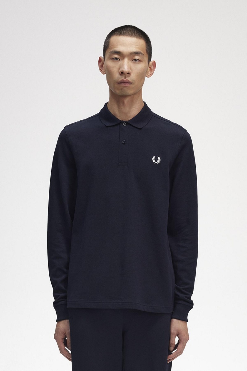 Fred Perry Shirt Fred Perry M6006 Homme Bleu Marine Blanche | FRCIF97006