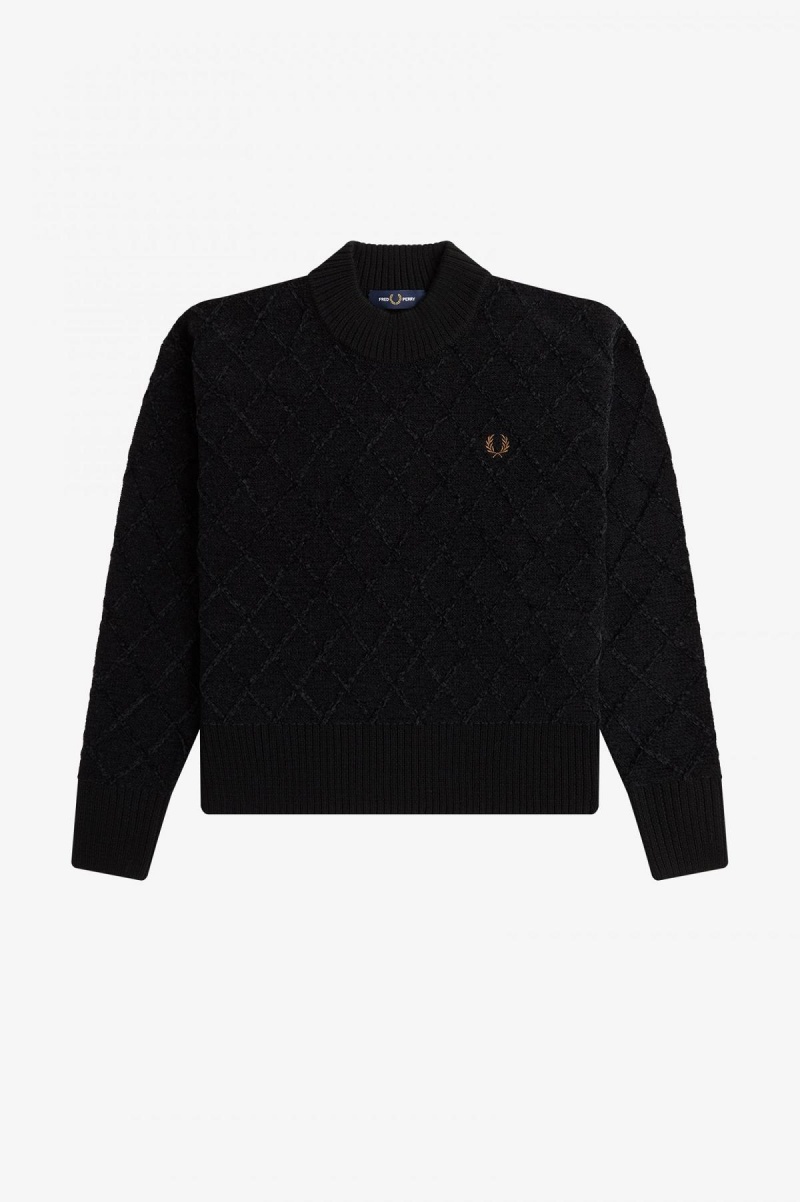 Knitwear Fred Perry Chenille Grid Jumper Femme Noir | SFRNY21256