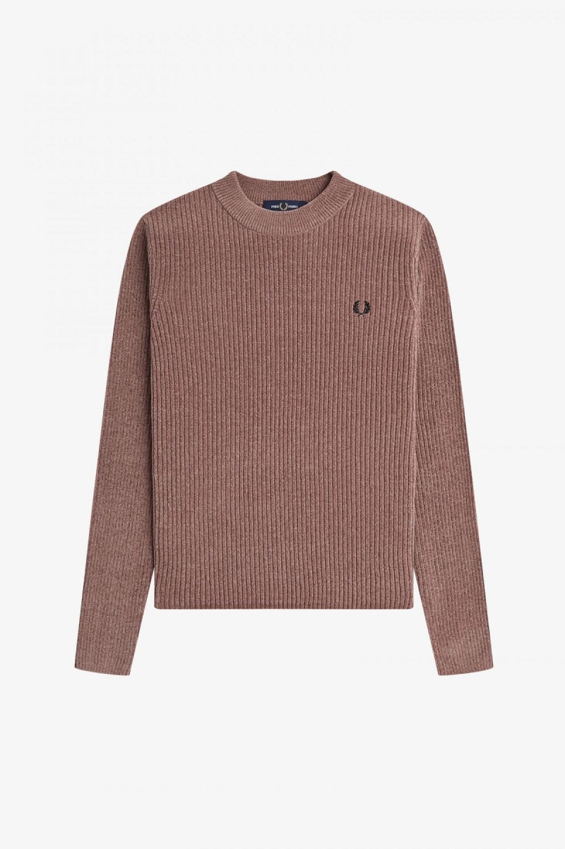 Knitwear Fred Perry Chenille Rib Jumper Femme Rose Foncé | ZFRNQ58947