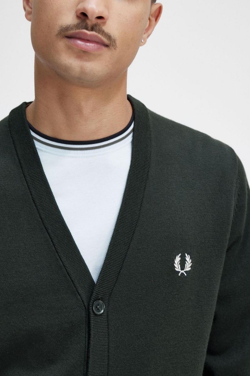 Knitwear Fred Perry Classiche Cardigan Homme Vert | EFRHC30192