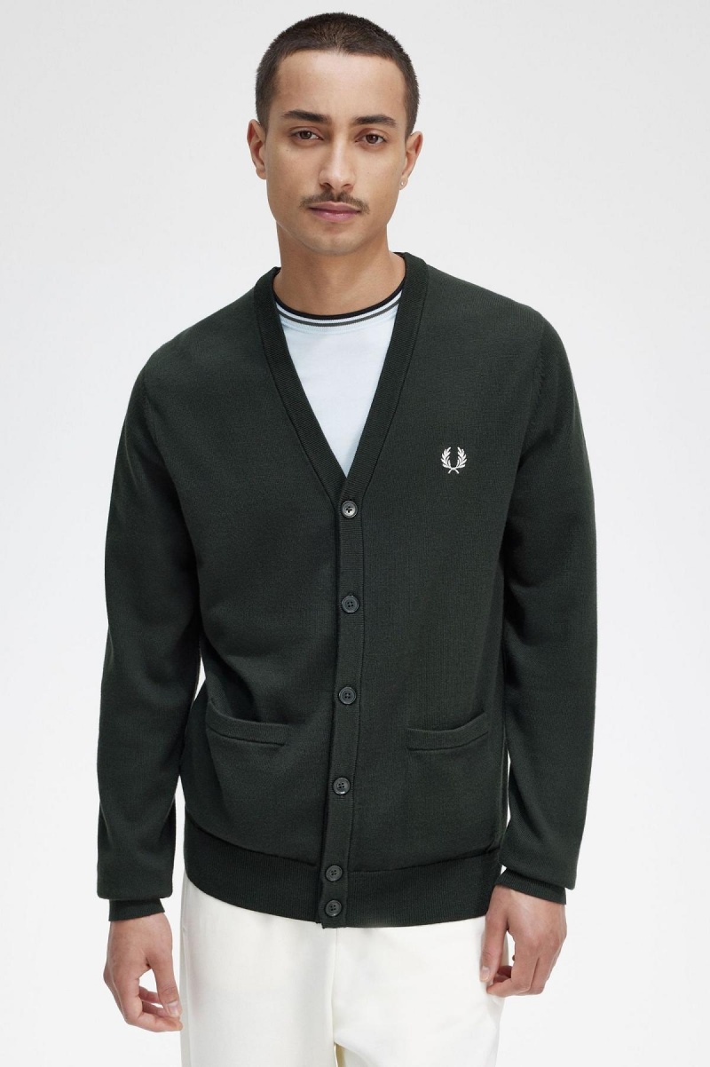 Knitwear Fred Perry Classiche Cardigan Homme Vert | EFRHC30192