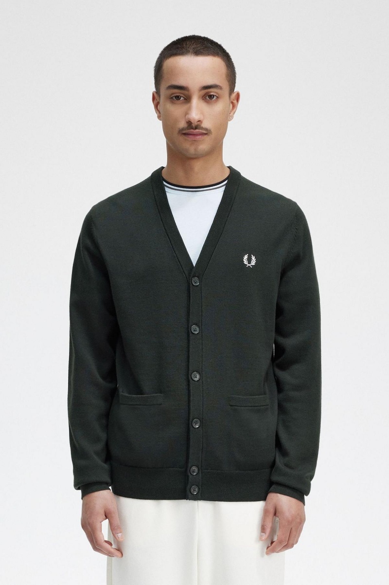 Knitwear Fred Perry Classiche Cardigan Homme Vert | EFRHC30192