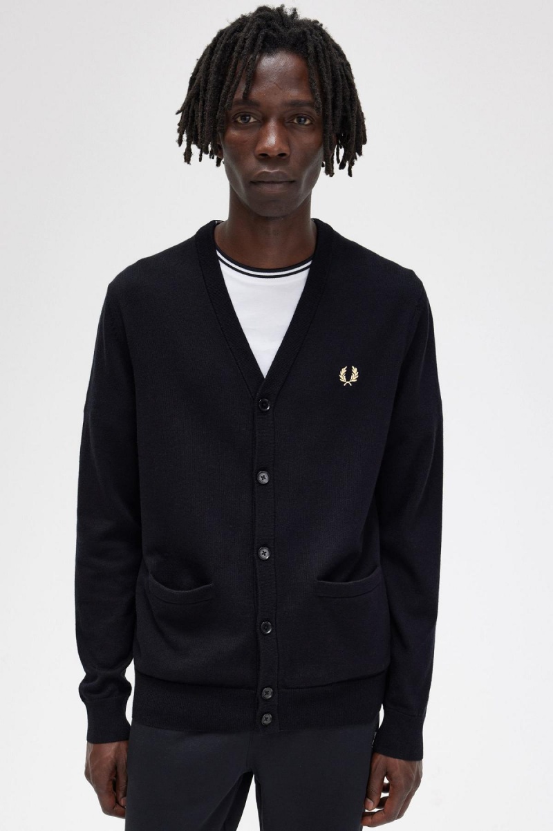 Knitwear Fred Perry Classiche Cardigan Homme Noir | ZFRMJ99066