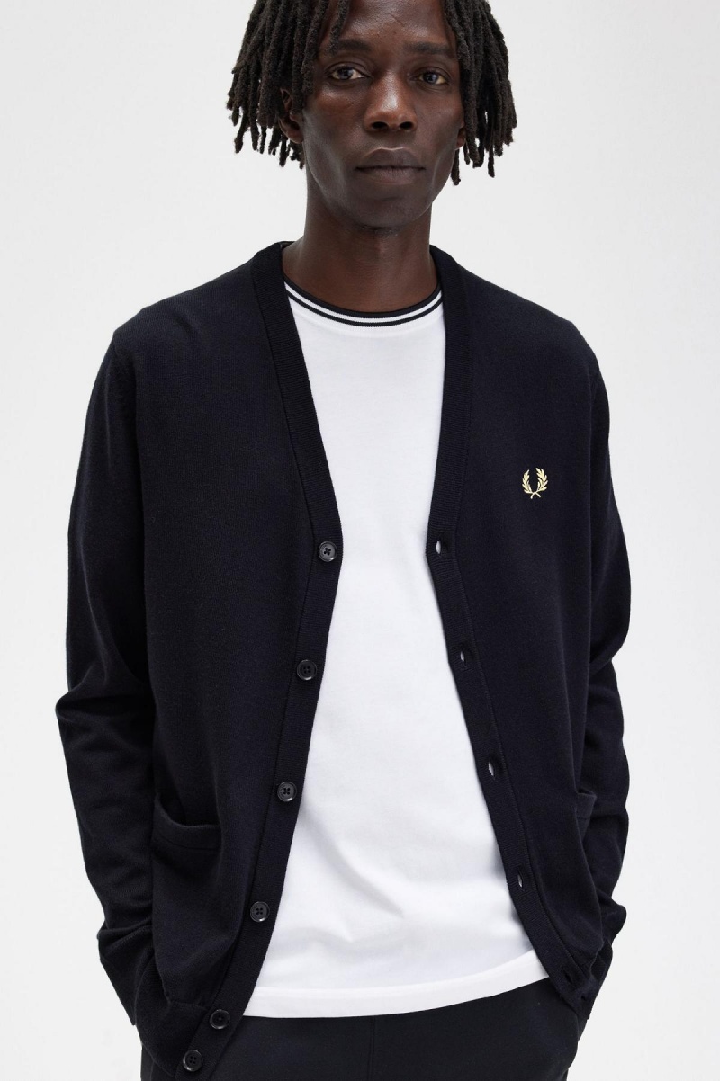 Knitwear Fred Perry Classiche Cardigan Homme Noir | ZFRMJ99066