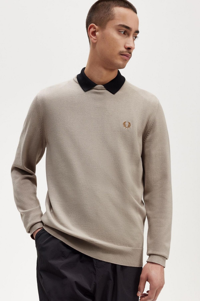 Knitwear Fred Perry Classiche Crew Neck Jumper Homme Noir | XFRBH95885