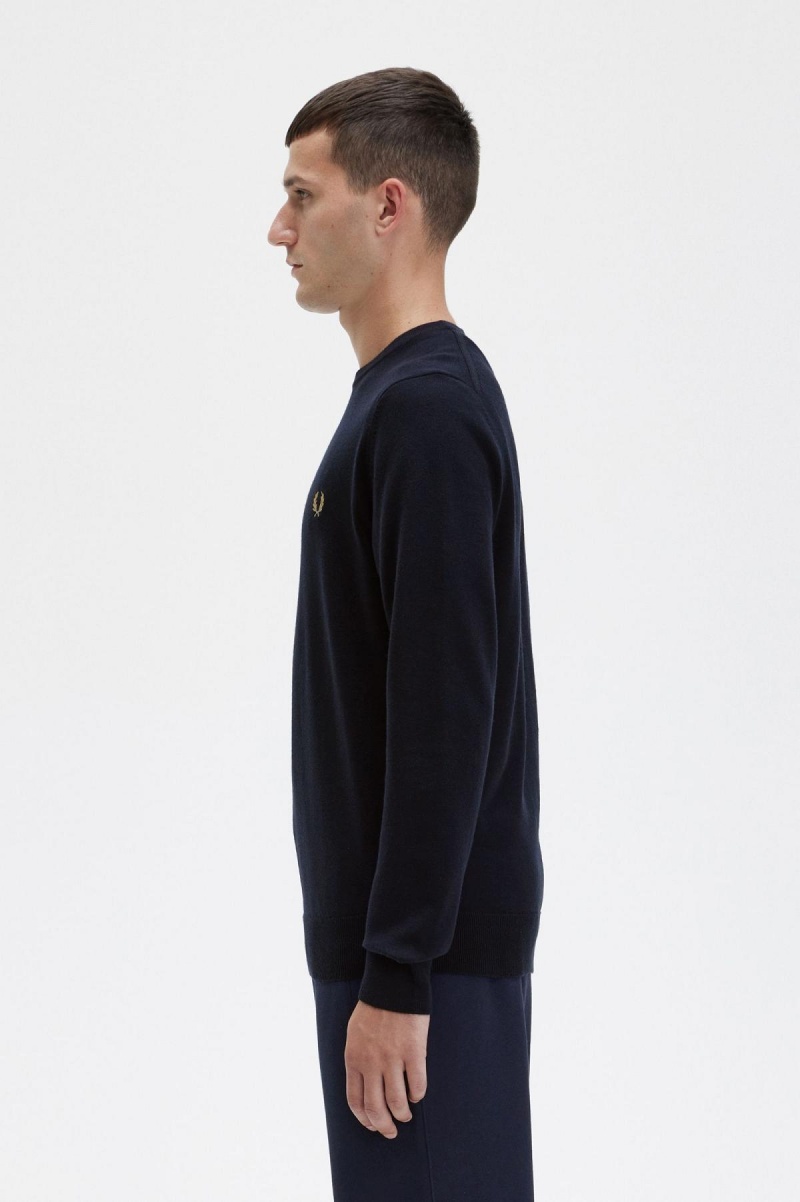 Knitwear Fred Perry Classiche Crew Neck Jumper Homme Bleu Marine | SFRVO98810