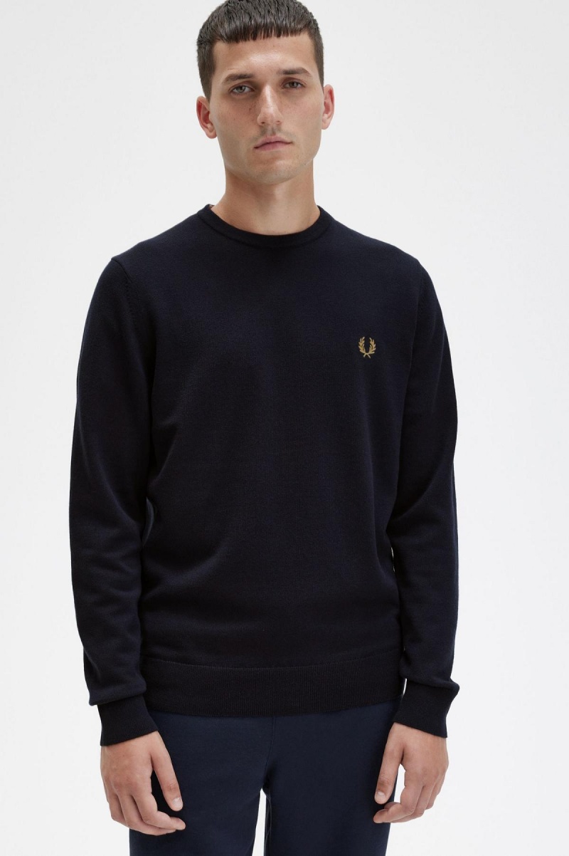 Knitwear Fred Perry Classiche Crew Neck Jumper Homme Bleu Marine | SFRVO98810