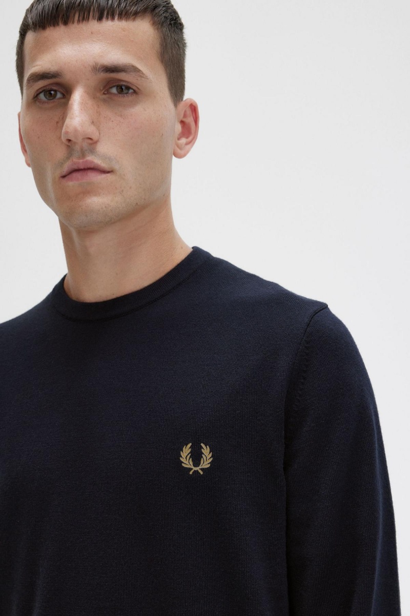 Knitwear Fred Perry Classiche Crew Neck Jumper Homme Bleu Marine | SFRVO98810