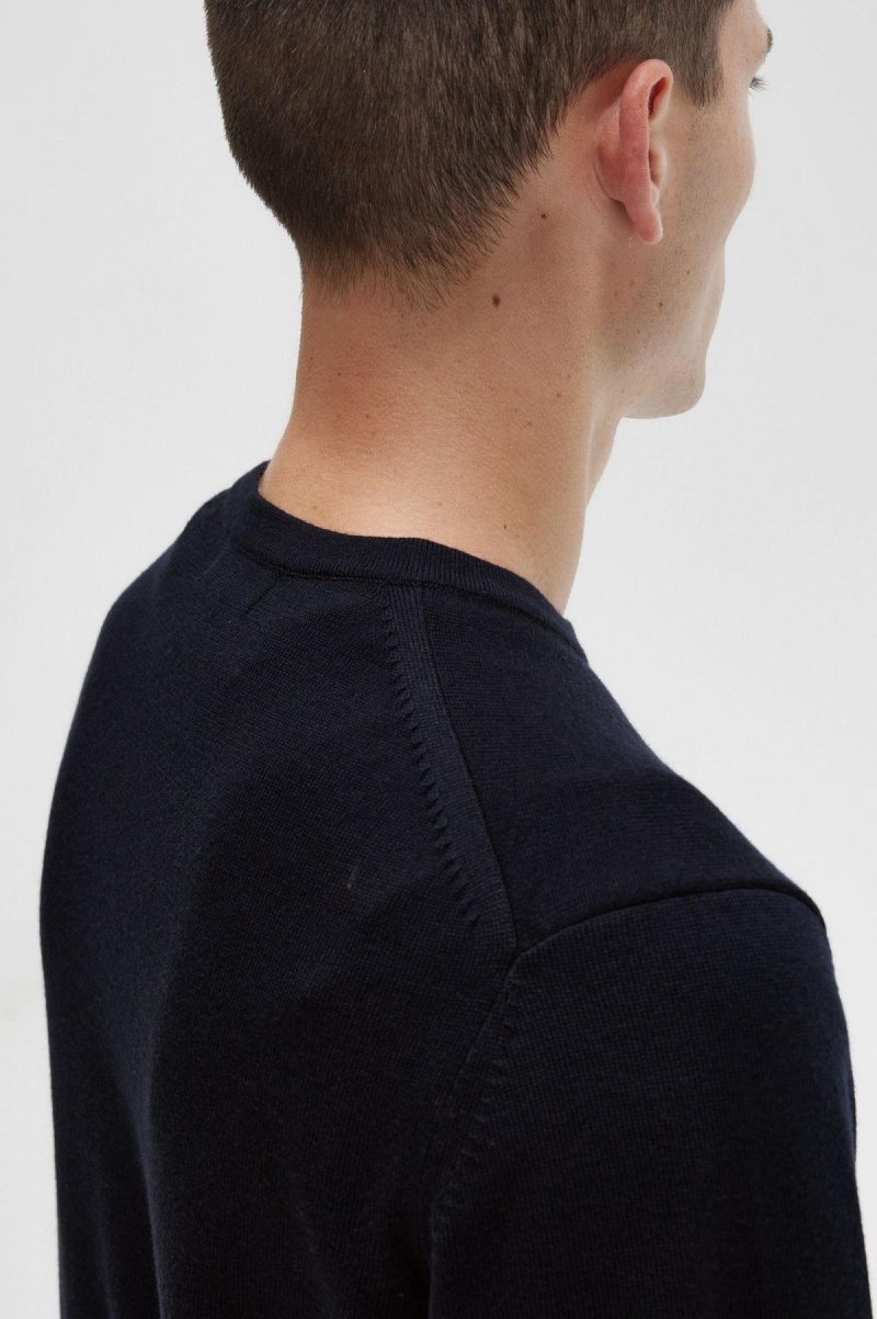 Knitwear Fred Perry Classiche Crew Neck Jumper Homme Bleu Marine | SFRVO98810