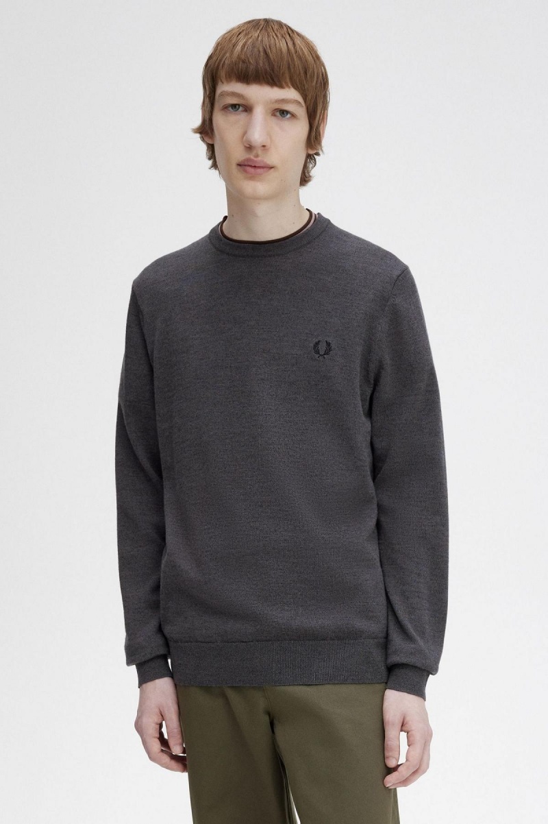 Knitwear Fred Perry Classiche Crew Neck Jumper Homme Grise Foncé | FREAH19601