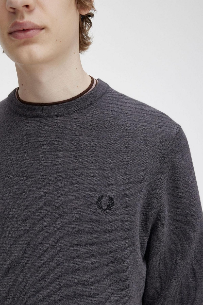 Knitwear Fred Perry Classiche Crew Neck Jumper Homme Grise Foncé | FREAH19601