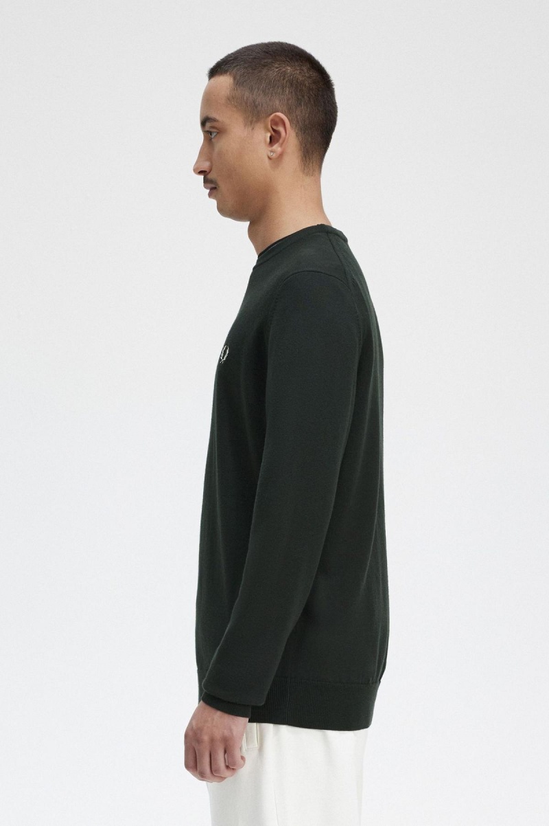 Knitwear Fred Perry Classiche Crew Neck Jumper Homme Vert | BFRSD49676