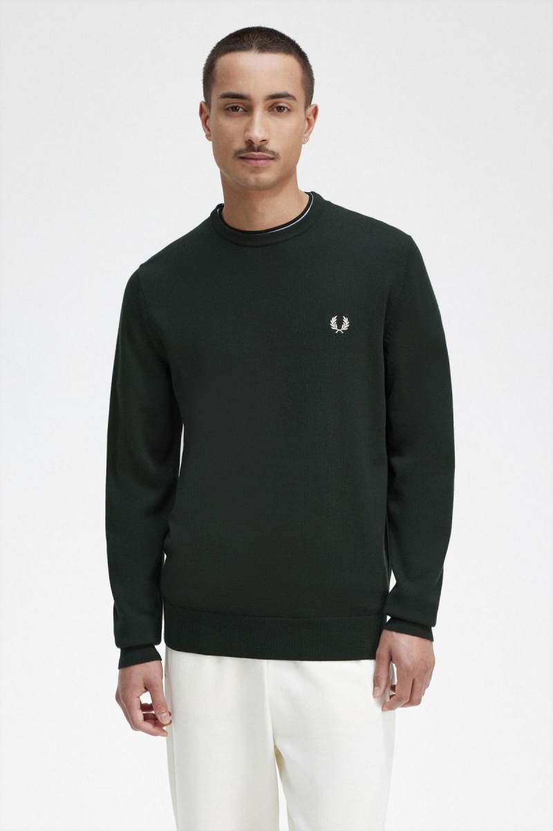 Knitwear Fred Perry Classiche Crew Neck Jumper Homme Vert | BFRSD49676