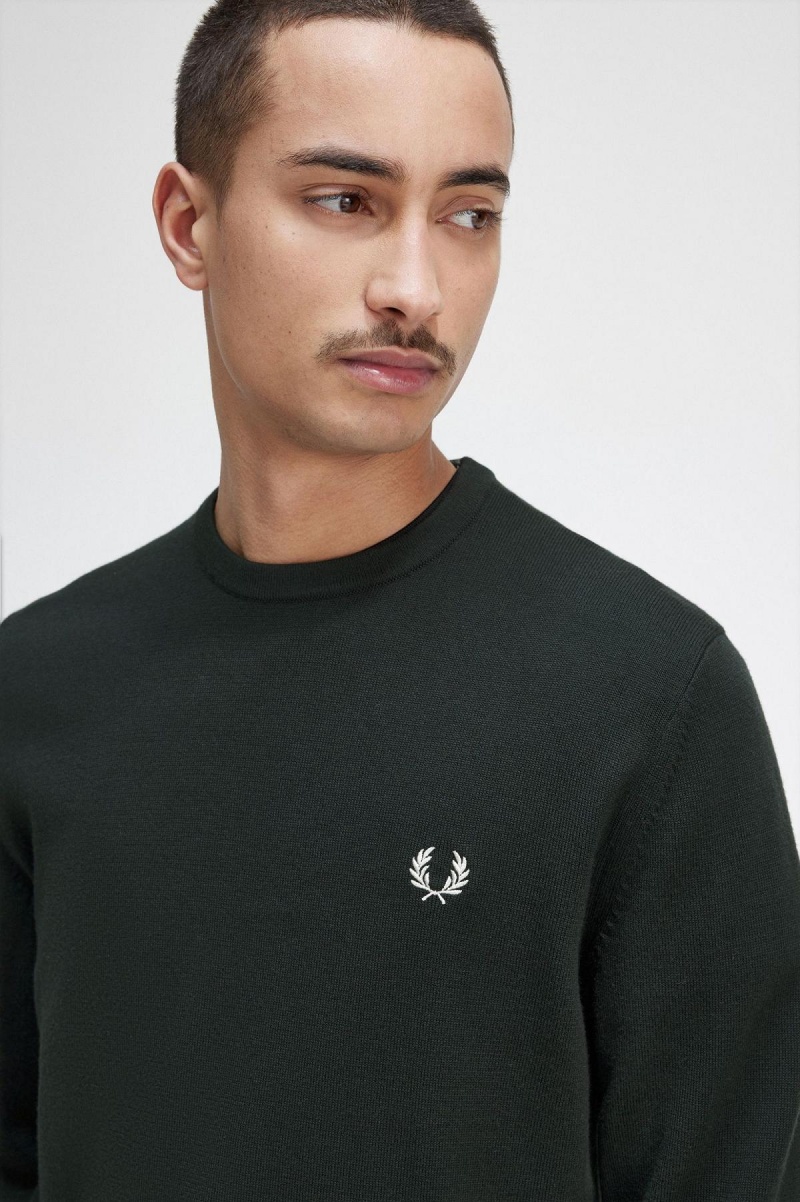 Knitwear Fred Perry Classiche Crew Neck Jumper Homme Vert | BFRSD49676