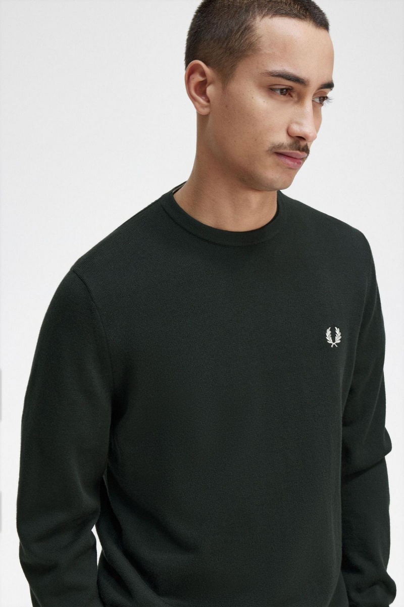 Knitwear Fred Perry Classiche Crew Neck Jumper Homme Vert | BFRSD49676