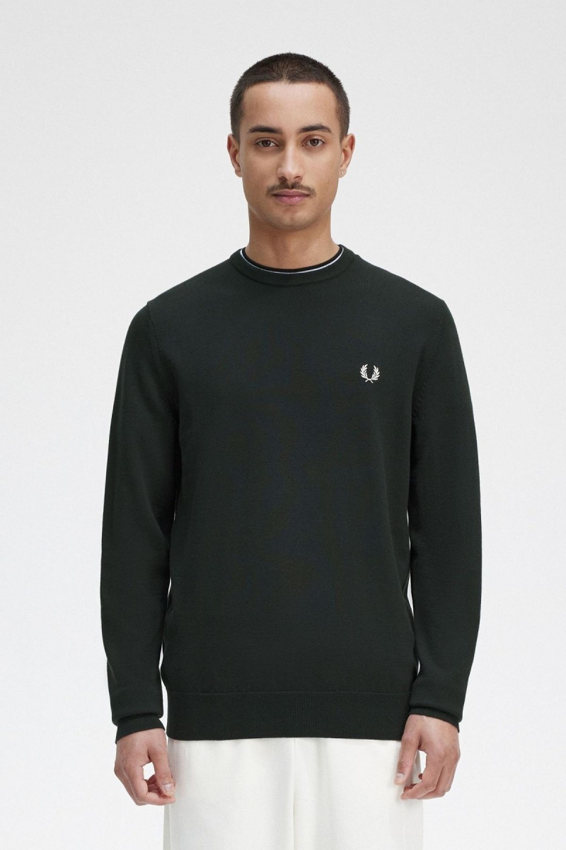 Knitwear Fred Perry Classiche Crew Neck Jumper Homme Vert | BFRSD49676