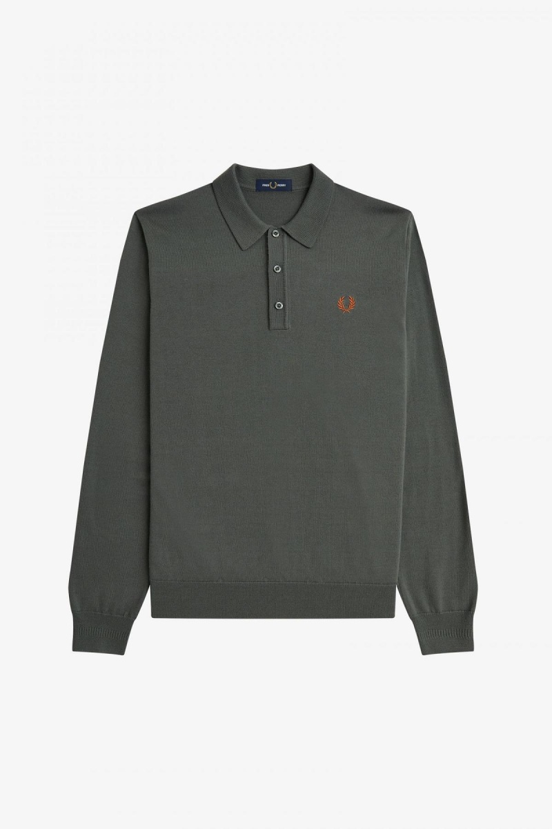 Knitwear Fred Perry Classiche Tricoté Shirt Homme Vert | EFRVG48712