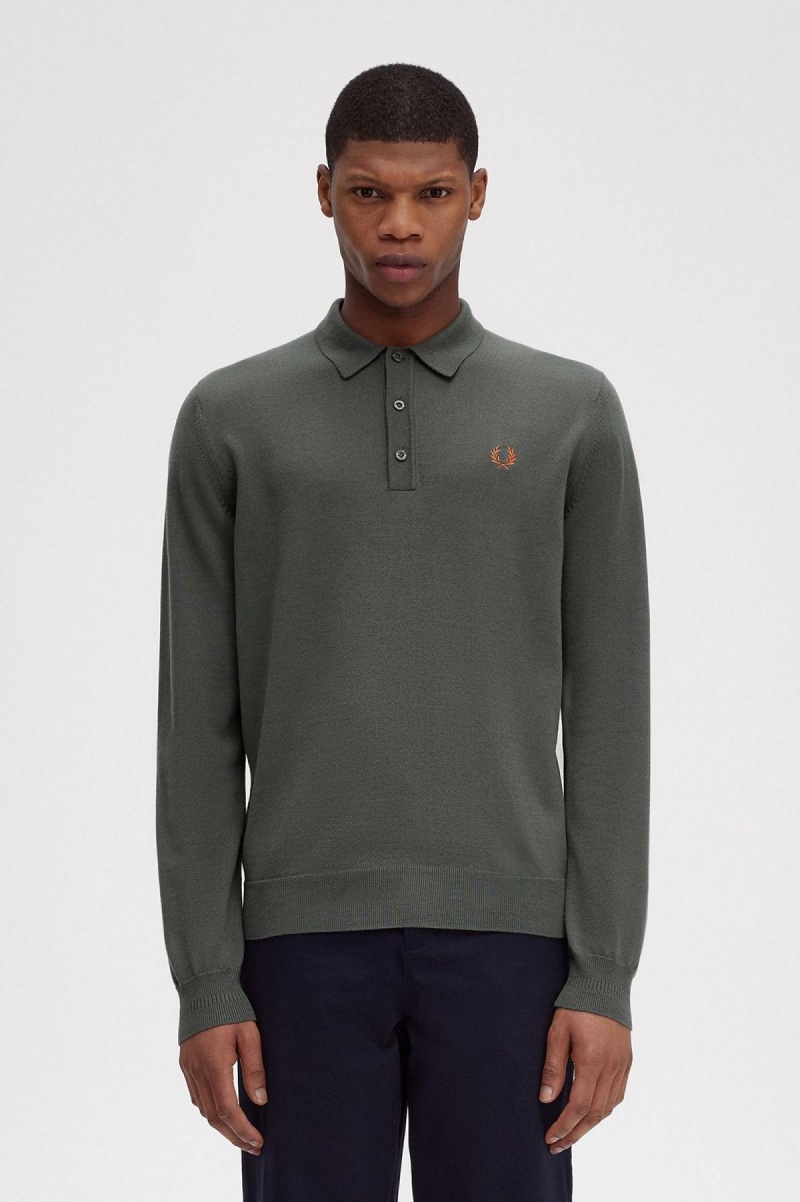 Knitwear Fred Perry Classiche Tricoté Shirt Homme Vert | EFRVG48712