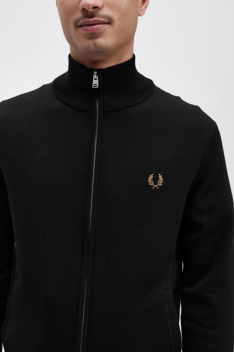 Knitwear Fred Perry Classiche Zip Through Cardigan Homme Noir | YFRVQ63151