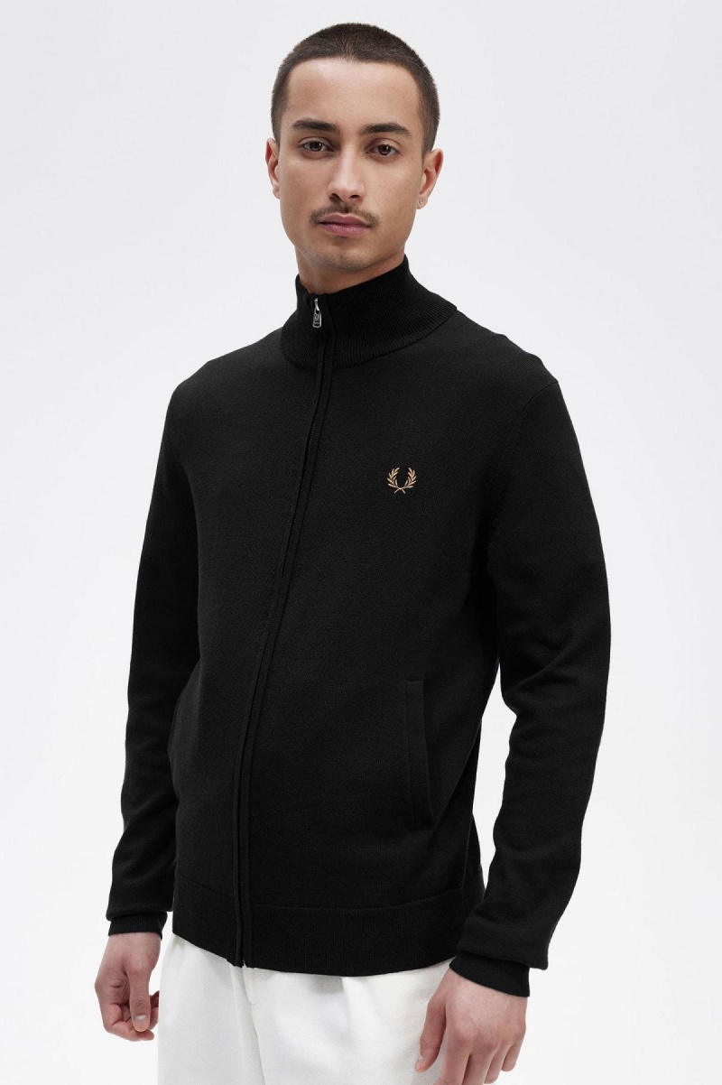 Knitwear Fred Perry Classiche Zip Through Cardigan Homme Noir | YFRVQ63151