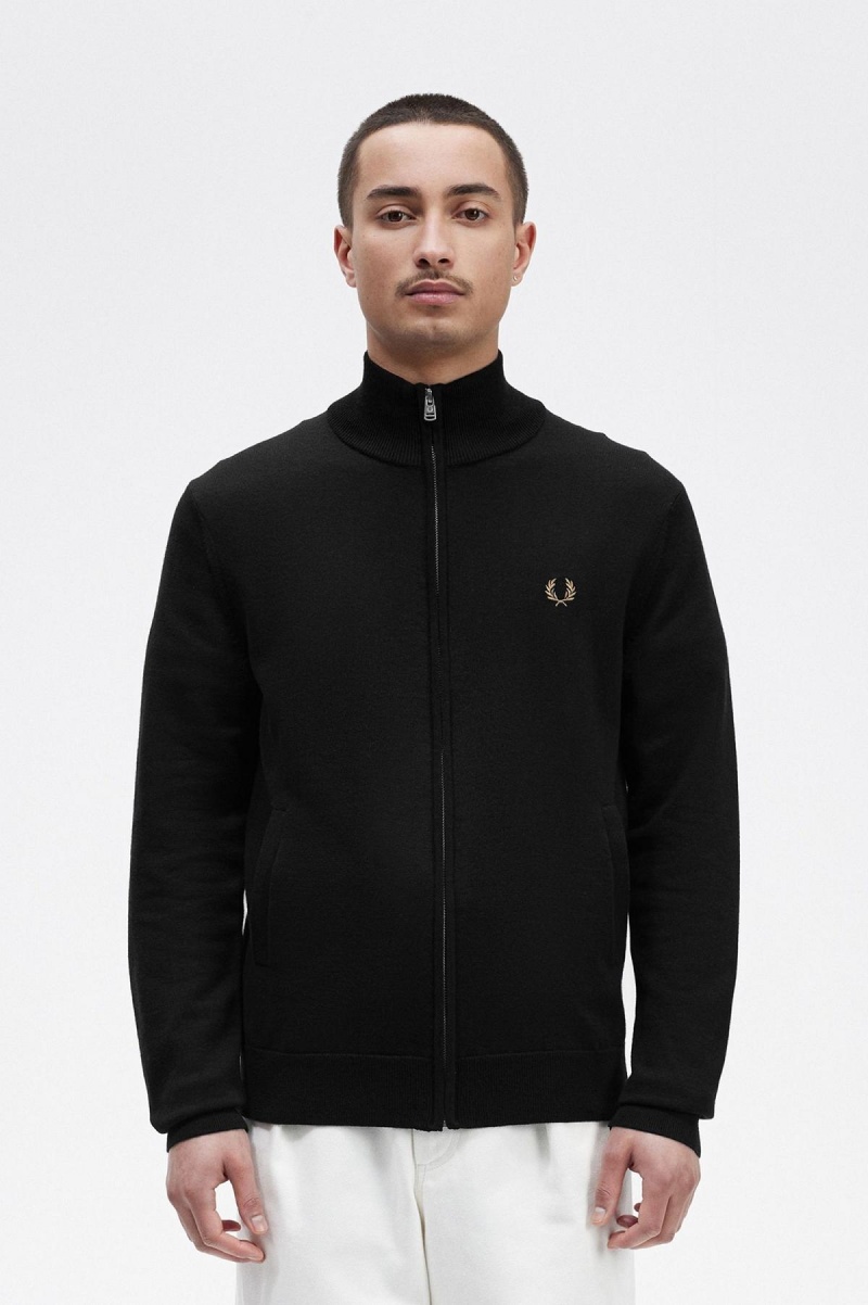 Knitwear Fred Perry Classiche Zip Through Cardigan Homme Noir | YFRVQ63151