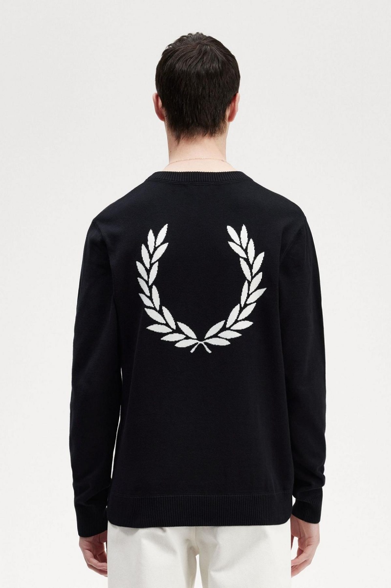 Knitwear Fred Perry Graphique Laurel Wreath Jumper Homme Noir | FRZDE63184