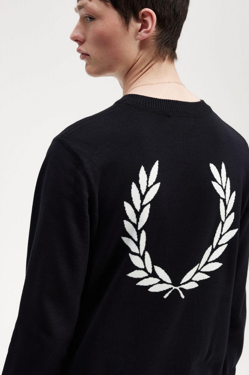 Knitwear Fred Perry Graphique Laurel Wreath Jumper Homme Noir | FRZDE63184