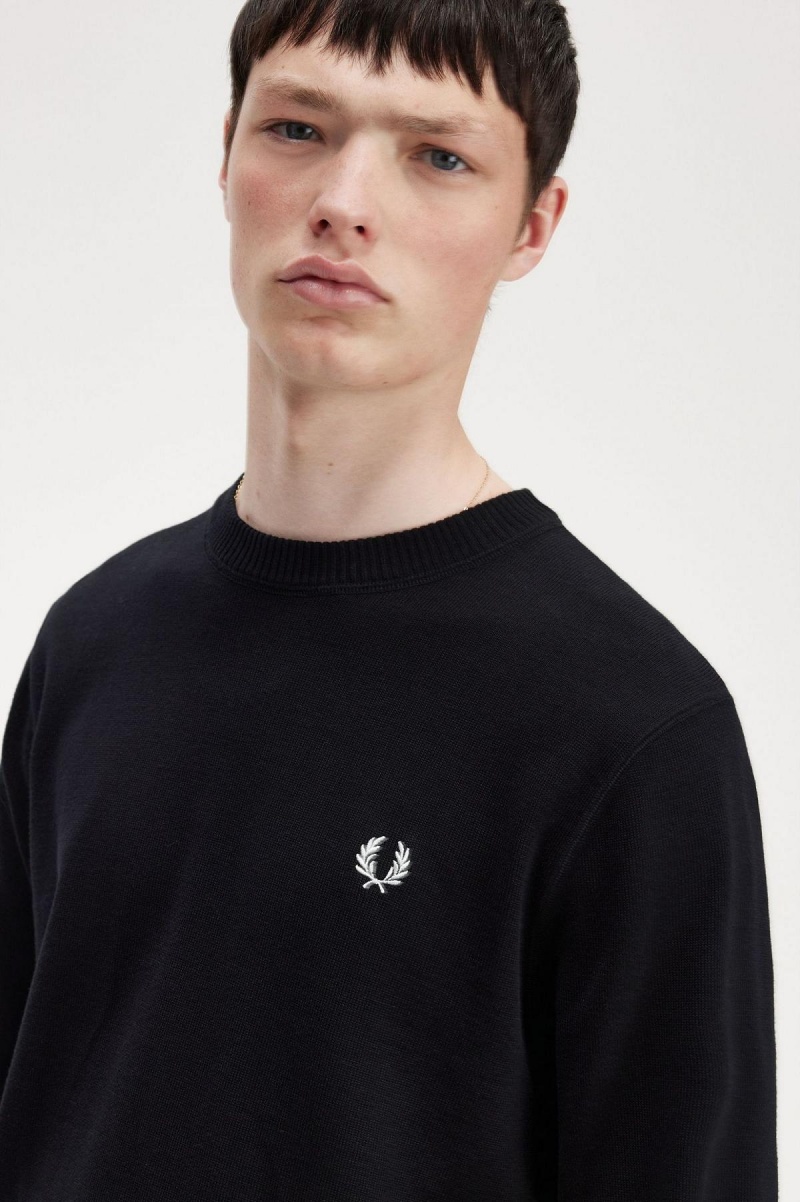 Knitwear Fred Perry Graphique Laurel Wreath Jumper Homme Noir | FRZDE63184