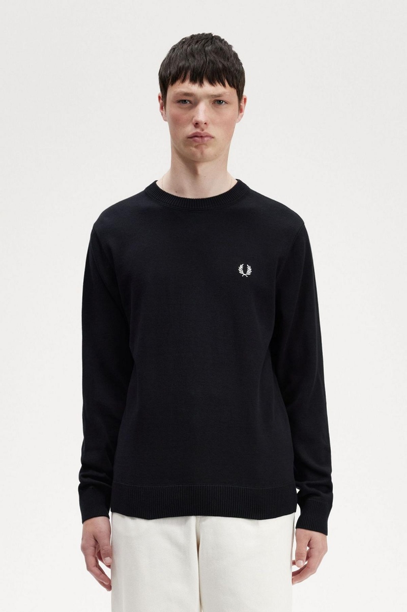 Knitwear Fred Perry Graphique Laurel Wreath Jumper Homme Noir | FRZDE63184