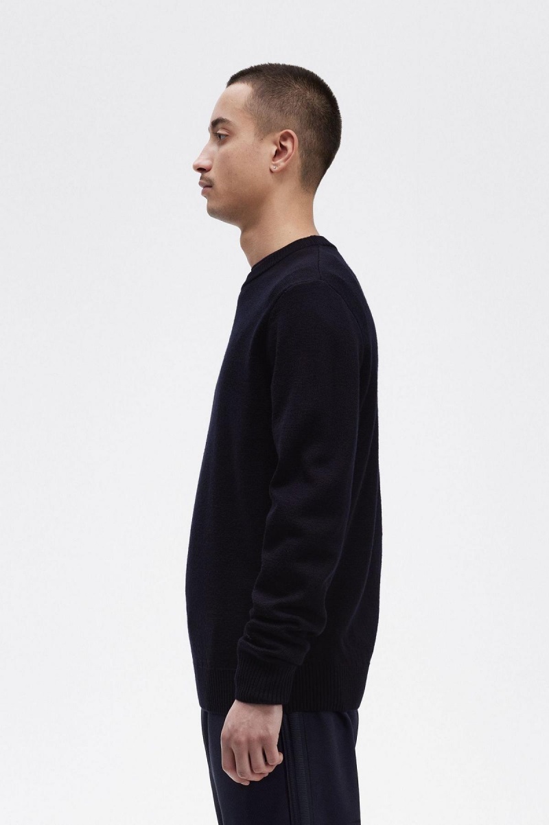 Knitwear Fred Perry Laurel Wreath Crew- Neck Jumper Homme Bleu Marine | FFRHY51169