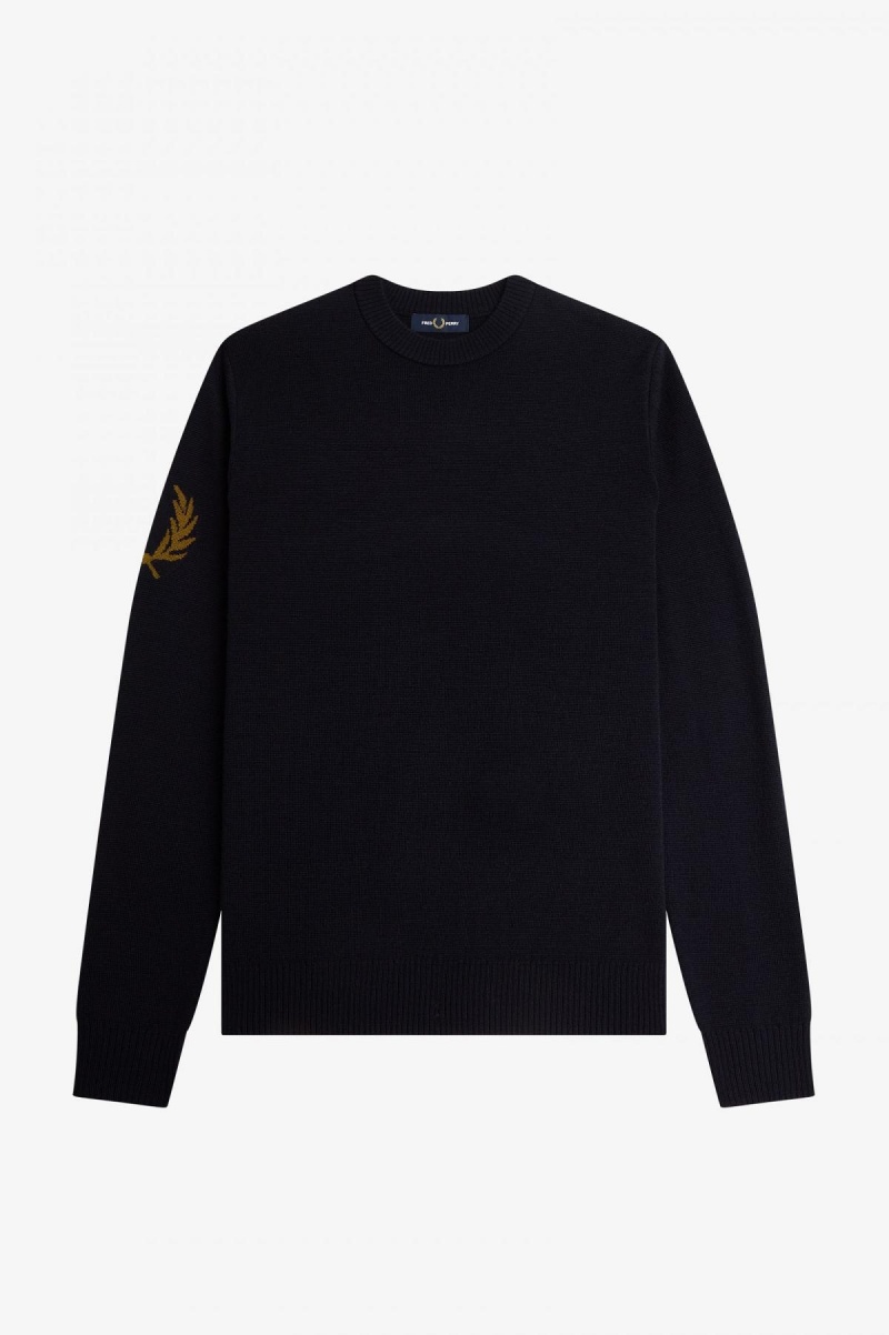 Knitwear Fred Perry Laurel Wreath Crew- Neck Jumper Homme Bleu Marine | FFRHY51169