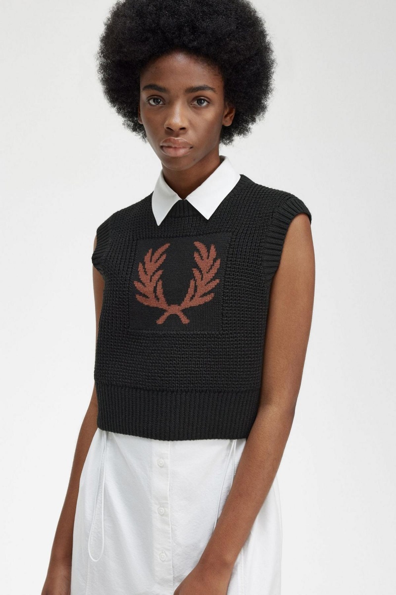 Knitwear Fred Perry Laurel Wreath Tricoté Tank Femme Noir | MFRFT58295