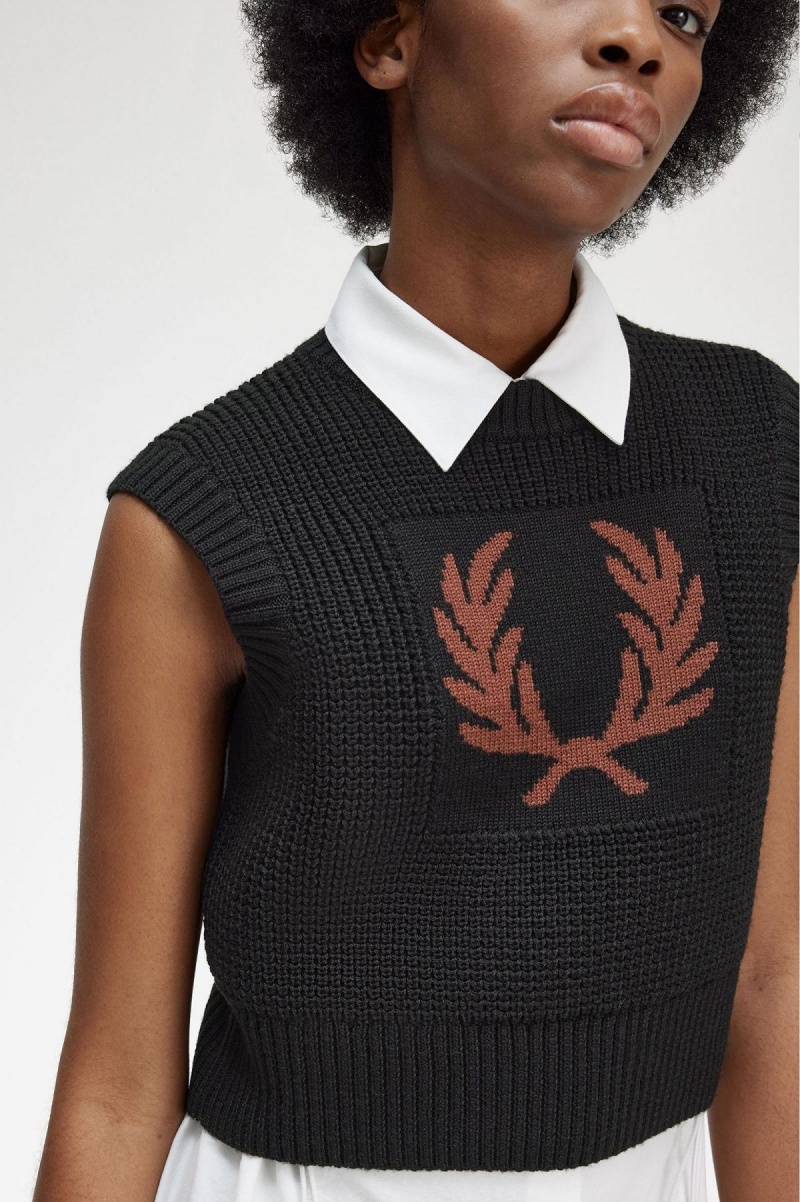 Knitwear Fred Perry Laurel Wreath Tricoté Tank Femme Noir | MFRFT58295