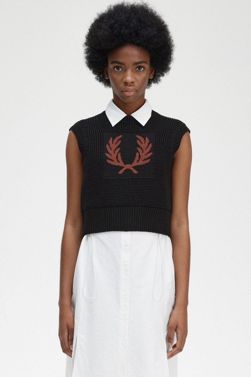 Knitwear Fred Perry Laurel Wreath Tricoté Tank Femme Noir | MFRFT58295