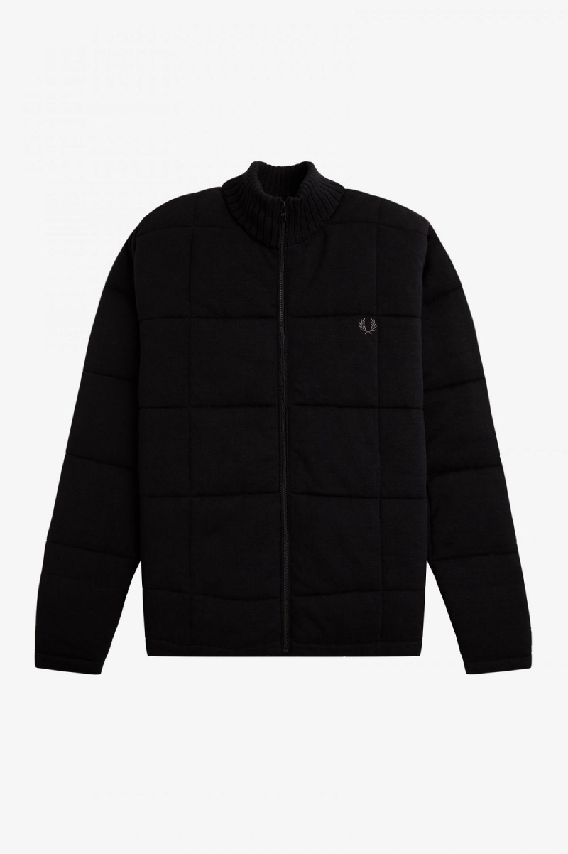 Knitwear Fred Perry Matelassé Tricoté Jacket Homme Noir | ZFRMJ65362