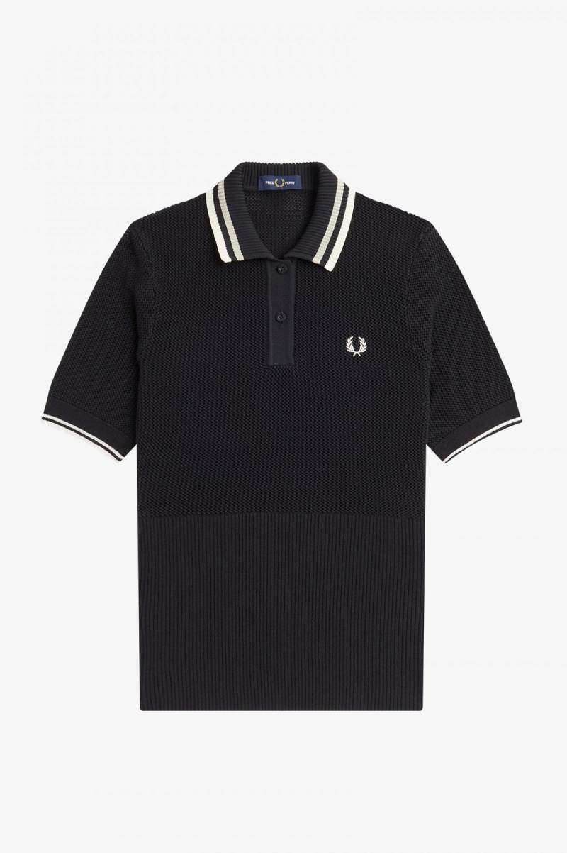 Knitwear Fred Perry Open-Tricoté Shirt Femme Noir | ZFRMJ81007