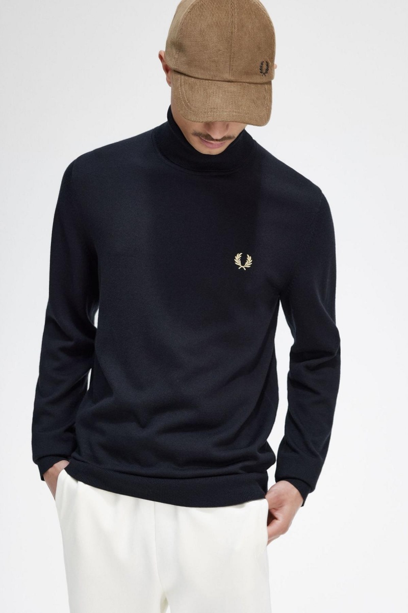 Knitwear Fred Perry Roll Neck Jumper Homme Noir | FRQCS90655