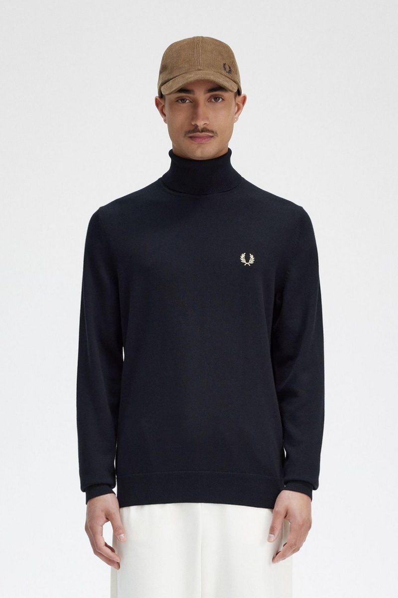 Knitwear Fred Perry Roll Neck Jumper Homme Noir | FRQCS90655